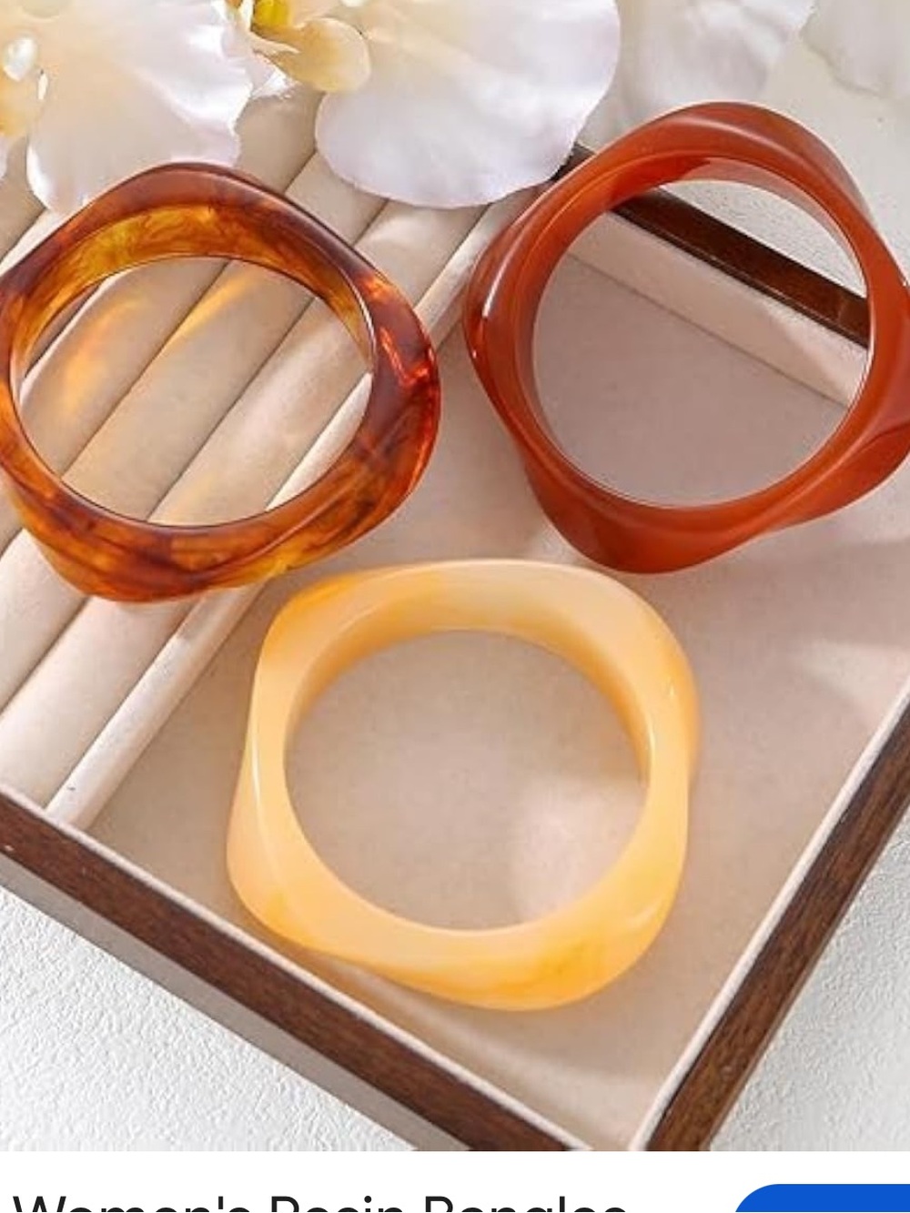 NEW. Women's Resin Bangle Bracelet - Amber, Caramel & Cream